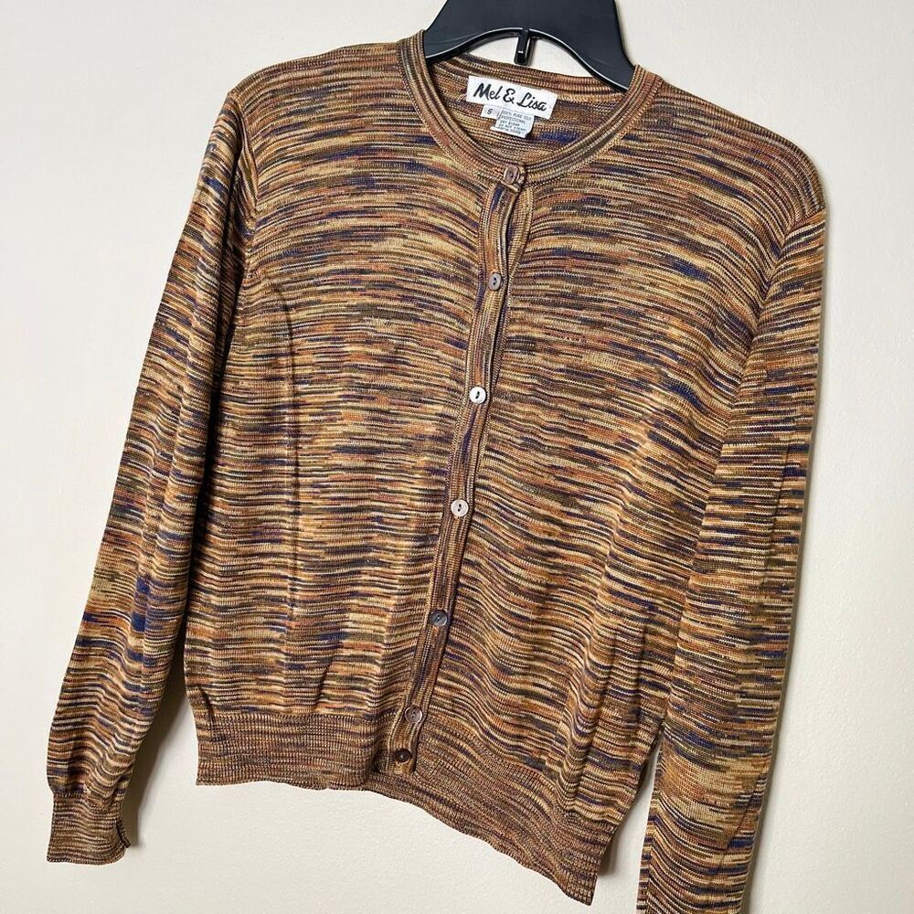 100% Silk Knit Mel & Lisa Button Front Top Natural Fibers VTG Y2K SM